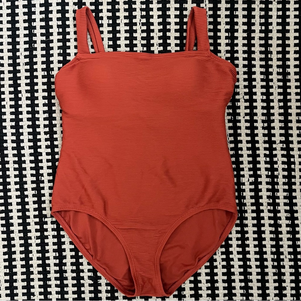 Kona Sol Rust Orange One Piece Swimsuit Size Medium
